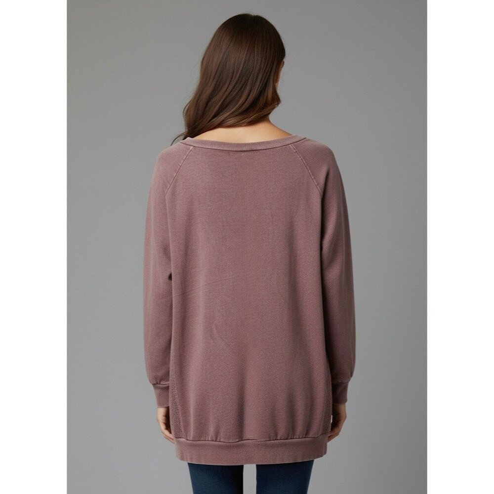 Vtg 90s B.L.E.U. Mauve Pink Lace & Studded Slouchy Sweatshirt | Y2K Grunge Boho - Picture 5 of 16